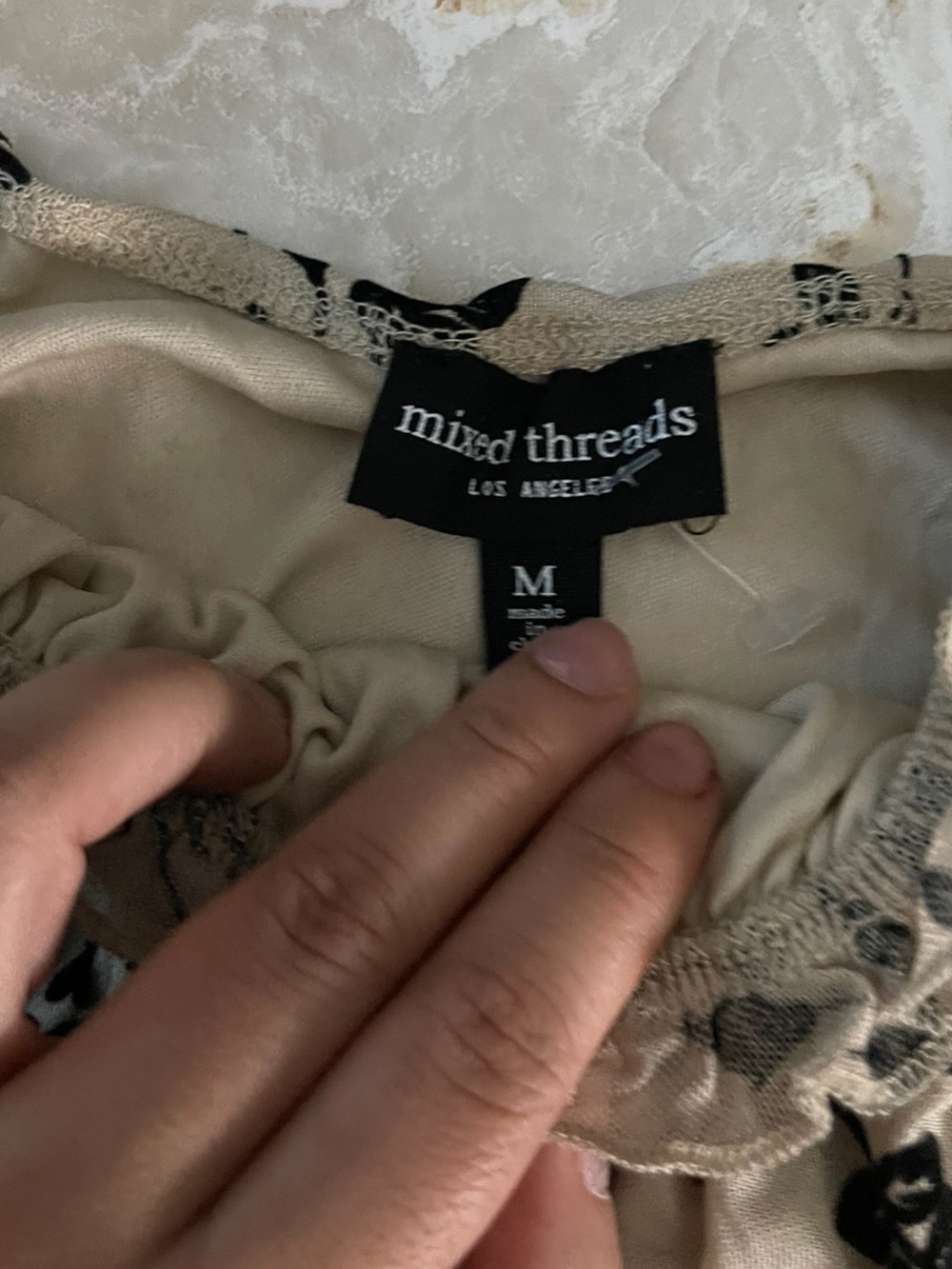 Cream Mini Slip Dress with Black Rose Print - Picture 3 of 3